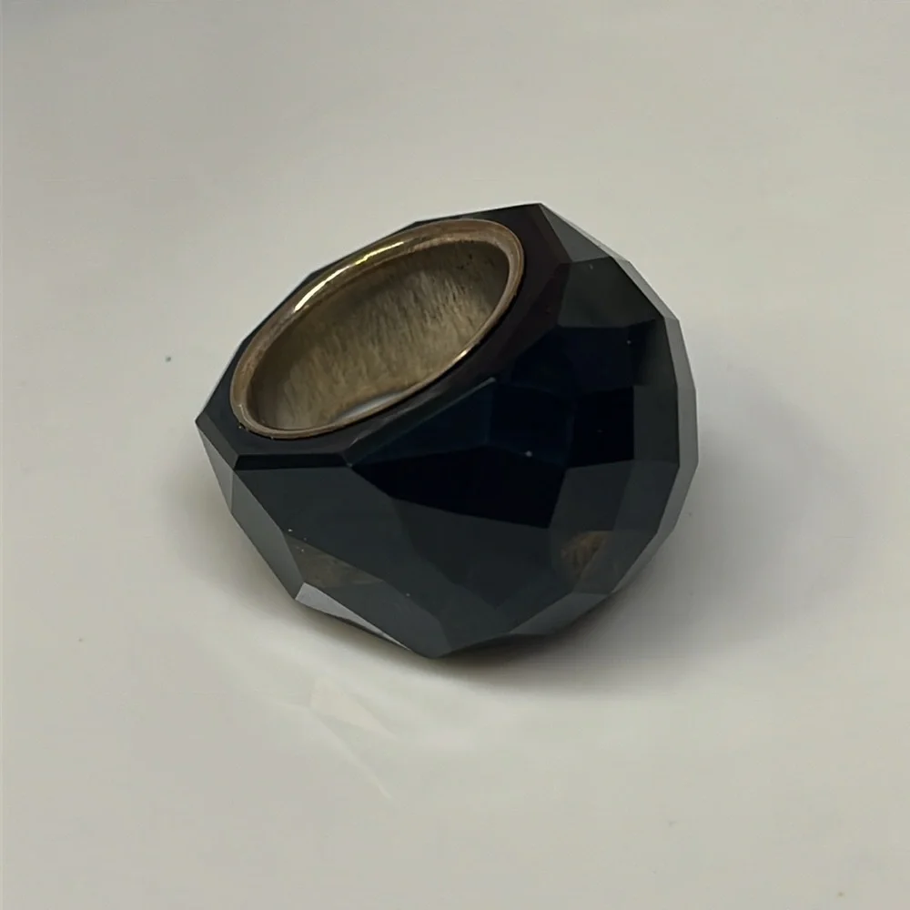 Daniel Swarovski Black Crystal Paris Ring with a Silver Tone Interior Band Color